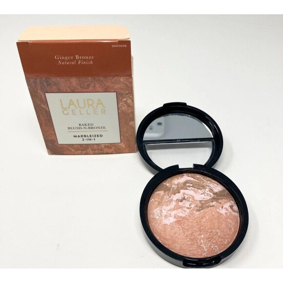 Laura Geller GINGER BRONZE Baked Blush-N-Bronze Marbleized 2 in 1 - Picture 1 of 3